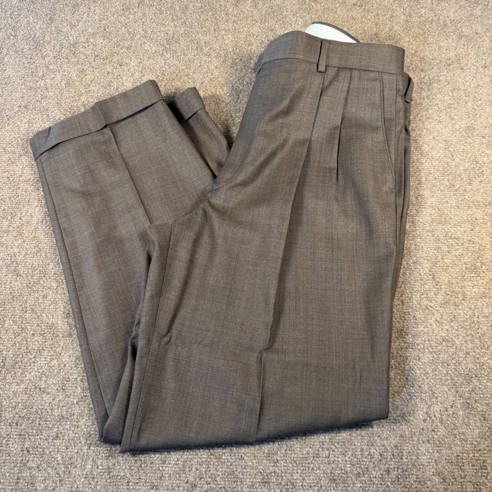 Louis Raphael Mens Dress Pants Pleated 34/30 Fits 32x30 Brown Slacks Workwear